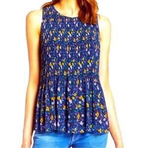 Halogen Multicolor Floral Pleated Sleeveless top, Size XS